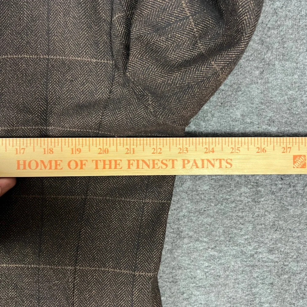 Alan Flusser Sport Coat Mens 44R Brown Lambswool Cashmere Windowpane Blazer